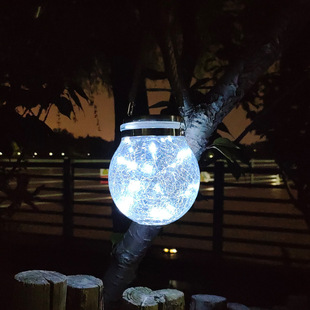 Solar outdoor lamp courtyard decoration crack Mason bottle hanging lamp waterproof household glass wishing factory direct sale