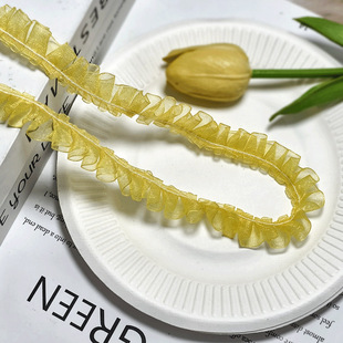 in stock 1.5cm Transparent Snow Yarn Belt Lace Garment Accessories Ribbon Hair Accessories Pleated Handmade Bow Ribbon
