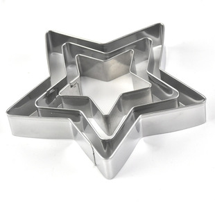 Christmas series five-pointed star stainless steel baking tools 3-piece cookie mold cookie cake fondant tools