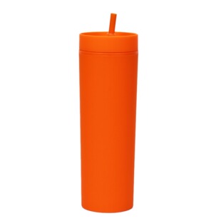 Amazon Explosions 16oz Plastic Suction Tube Cup High Color Value Solid Color Straight Plastic Cup With Car Water Cup Wholesale
