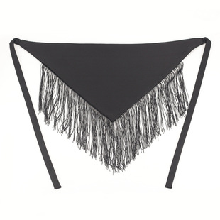 dress Waist Seal Women's Black Wide Belt High-end Decorative Dress Shirt Waist Triangle Towel Tassel
