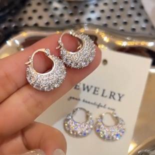 Micro inlaid zircon bag ear buckle earrings fashionable elegant all-match fresh Lady sweet ear studs ear buckle