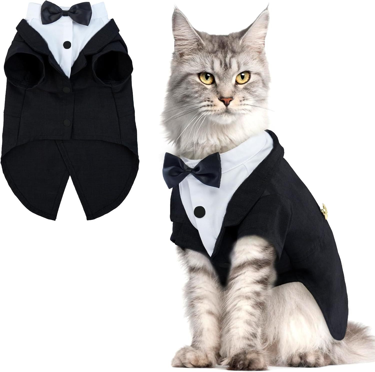 Amazonian cat tuxedo costume with bow tie Halloween wedding birthday bodysuit