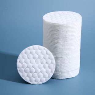 Customized Foreign Trade Cross-border Round Cosmetic Cotton Sheet New Cotton Embossed Sun Point Three-layer Thickened Cotton Makeup Remover