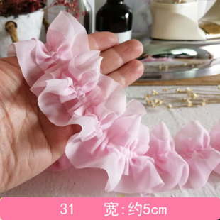 Lace Accessories Handmade diy Mesh Lengthened Doll Clothes Garment Pleated Decorative Fabric Skirt Hem Fabric
