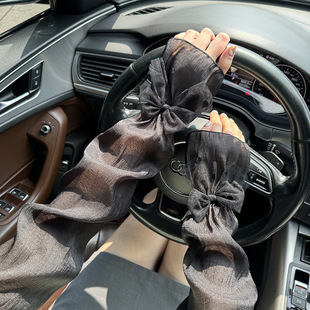 Sun Protection Artifact Ice Sleeves for Women, Ice Silk Sleeves for Electric Vehicles, Sun Protection Hand Sleeves with Bows, Comfortable Summer Driving Wholesale