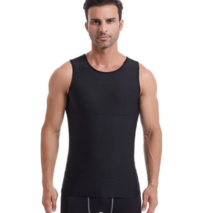Cross-border Men's Shaper High-elastic Bust Amazon Belly Sleeveless Tunic Amazon Vest plus size Tight