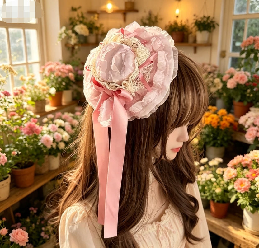 Original handmade Lolita multi-layered lace hat with bow, versatile and sweet, perfect for photo props and hair clips.