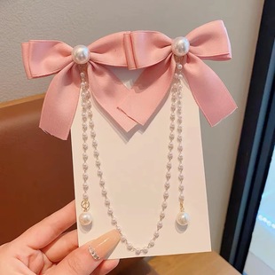 Children's Velvet Bow Tassel Hairpin Baby's New Year Headwear Girl's Pearl Hairpin Festive Hair Accessories Dragon New Year