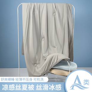 Class A Ice Cream Cool Silk Summer Quilt Instagram Solid Color Summer Quilt Machine Washable Summer Sleeping Naked Ice Silk Air Conditioning Thin Quilt