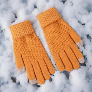 Windproof Warm Gloves Factory Winter Cycling Cold-proof Plush Cycling Cute Female Student fleece-lined Touch Screen Finger Cotton