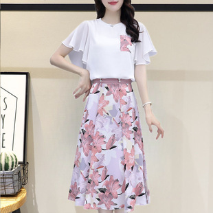 dress suit Women's 2025 Summer Fashion Western Style Slimming Popular Elegant Women's Floral Skirt Two-piece Set