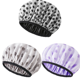 Summer waterproof printed shower cap double-layer women's long hair shower cap satin bathroom cap eva printed head cover shower cap