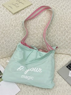53221 Casual Striped Canvas Bag Women's 2025 New Large Capacity Commuter Tote Bag Double-sided Back Single Shoulder Crossbody Bag