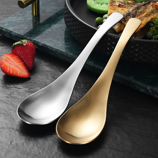 Vintage 304 Stainless Steel Spoon Korean Style Spoon Small Soup Spoon Spoon Dining Spoon Sand Light Hot Pot Tableware