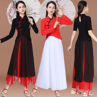 New spring, summer and autumn ethnic style long sleeve cheongsam stand collar flower jacket solid color skirt 2305+2308+2311