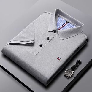 Foreign trade business casual lapel middle-aged dad plus size embroidery polo shirt men's jacket short sleeve cross-border wholesale