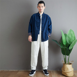 Cotton and Linen Solid Color Handmade Buckle Men's Shirt Carriage Flower Collar Collar Buckle Clothes Copper Nuckle Chinese Style Vertical Collar Buckle Shirt
