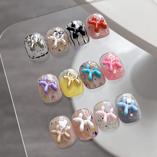 Cross-border New Balloon Dog Alloy Nail Art Jewelry Exquisite Macaron Color Cartoon Wear Armor Decoration Wholesale