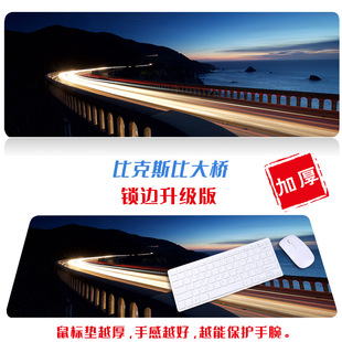 Oversized ins Style Simple Mouse Pad Creative Fresh Washable Keyboard Pad Blue Scenery Cloth Table Mat