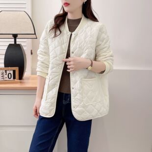 chubby girl plus size women's 2024 autumn new Korean cotton-padded jacket fashion casual light cotton-padded jacket coat 56421