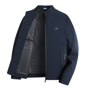 High-end Jacket Men's Spring and Autumn Men's Vertical Collar Business Jacket Wrinkle-resistant All-match Casual Top Middle-aged Dad Jacket