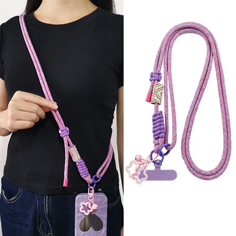 Mobile Phone Double Buckle Chinese Style Long Rope Anti-Lost Side Strap Anti-Lost Hanging Rope Personalized Sturdy Accessory Crossbody Colorful Hemp Rope