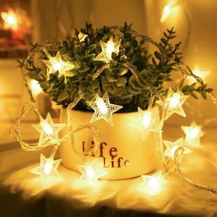 Cross-border led stars lights small colored lights atmosphere lights indoor string lights snowflake stars solar string camping lights
