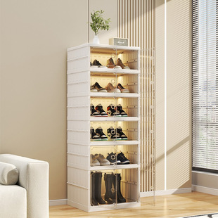 Installation-Free Folding Shoe Cabinet Living Room Bedroom Plastic Shoe Box Double Row Shoes Storage Cabinet Household Integrated Storage Cabinet