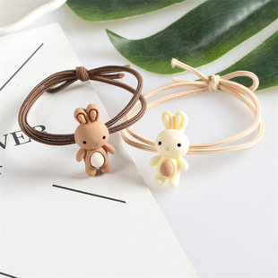 Milk color cartoon belly rabbit hair rope cute rabbit hair ring high elastic hair rubber band wholesale