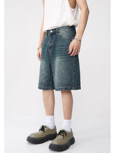 Cross-border AliExpress hot 2024 summer new American retro loose distressed Denim shorts pants tide