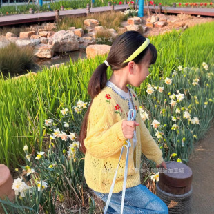 Girls' Spring and Autumn Sweater Cardigan Little Girls' Korean Style Knitted Jacket Children's Fashionable Western Style Spring Wear Baby Girls' Children's Wear