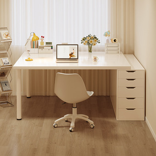 Double desk student home computer desk desktop girl bedroom desk office study desk cream style makeup table