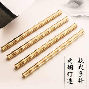 Vintage brass bamboo pen metal pen holder neutral business signature pen Brass pen Chinese household pen