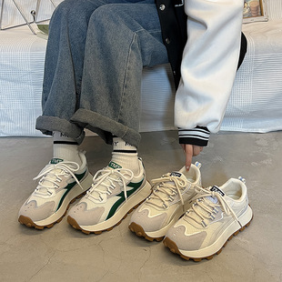 Spring and Summer Mesh Forrest Gump Shoes Women's Sports Casual ins Korean-style All-match 2023 Thick-soled Elevated Daddy Running Shoes Trendy