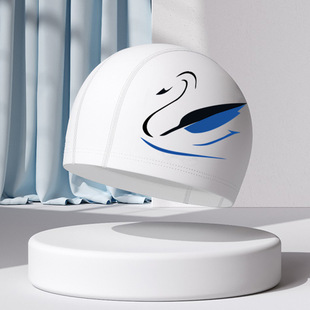 LOGO printing new PU coating high elastic waterproof swimming cap men and women increase adult ear protection long hair swimming cap wholesale