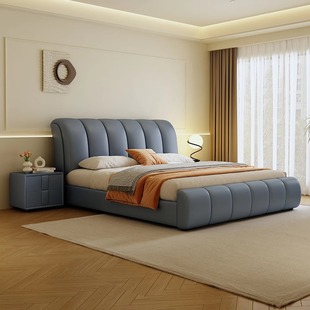 Italian Light Luxury Leather Bed 1.8 m Master Bedroom Queen Bed Modern Simple Double Bed 1.5 m High Box Storage Soft Bag Bed