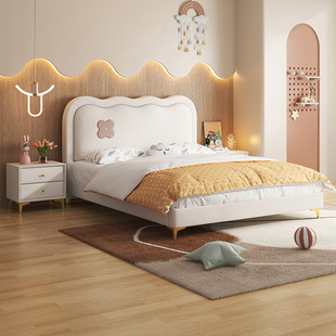 Children's bed boy modern simple youth solid wood soft bed small apartment single bed girl princess double bed