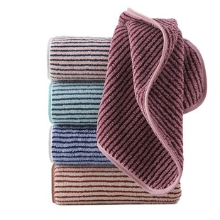 Wholesale coral fleece towel deep striped soft thickened face towel absorbent face sweat towel adult household hand towel