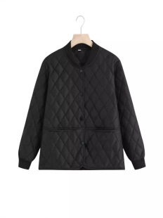 Cross-border women's clothing 2024 autumn and winter new European and American leisure fashion plus size loose quilted jacket coat women
