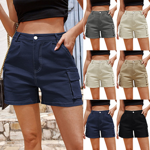Cross-border European and American Amazon foreign trade summer new women's clothing tight slimming casual pocket tooling Denim shorts