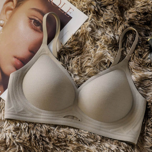 Hollow seamless jelly-strip threaded underwear women's latex gathered soft support comfortable anti-sagging rims-free bra