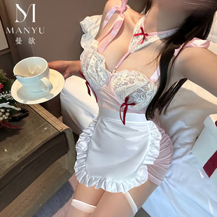 Man Wants Sex Lingerie Sexy Perspective Bow Embellished with Lotus Leaf Lace Cute Bunny suit 9369