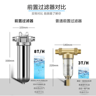 Whole house large flow clamp big fat stainless steel pre-filter 10 inch 20 inch well water tap water purifier