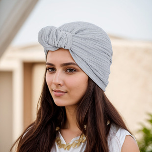 Amazon TEMU European and American cross-border new silver silk horn bag fashionable elegant women's headscarf hat hair cap toe cap