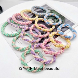20 high elastic female hair rope hair ring summer simple rubber band does not hurt the hair rope leather cover 5 pieces headdress hair accessories