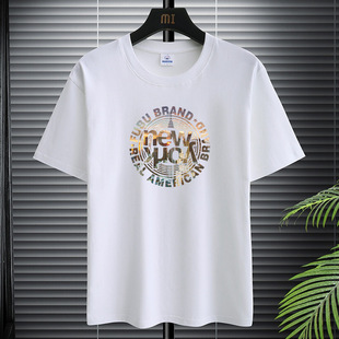 American Boys Summer New Ice Silk Short-sleeved Round Neck Simple T-shirt Short-sleeved Fashion Street Trendyy Men's T-shirt Half-sleeve