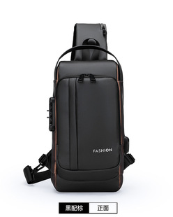 New Chest Bag Men's Backpack USB Charging Backpack Single Shoulder Chest Bag Commuter Backpack Water-repellent Crossbody Chest Bag