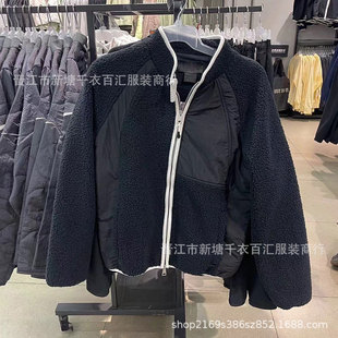 Foreign trade wholesale men's winter coat fleece-lined thick cardigan sweater zipper lamb wool fleece cotton-padded 1584