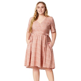 2024 cross-border plus size women's clothing summer new V-neck short-sleeved pocket printed casual dress one-piece delivery